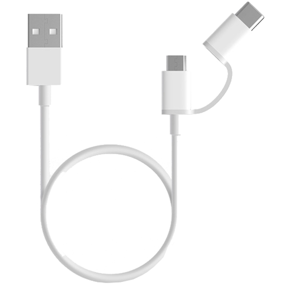 Cabo Xiaomi Mi Charging 2 em 1 Micro USB para Type-C 30cm Branco 1